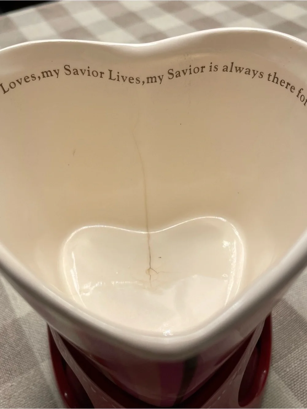 Striped Pink Heart Ceramic Wax Warmer / Planter / Fondue Pot - Pink